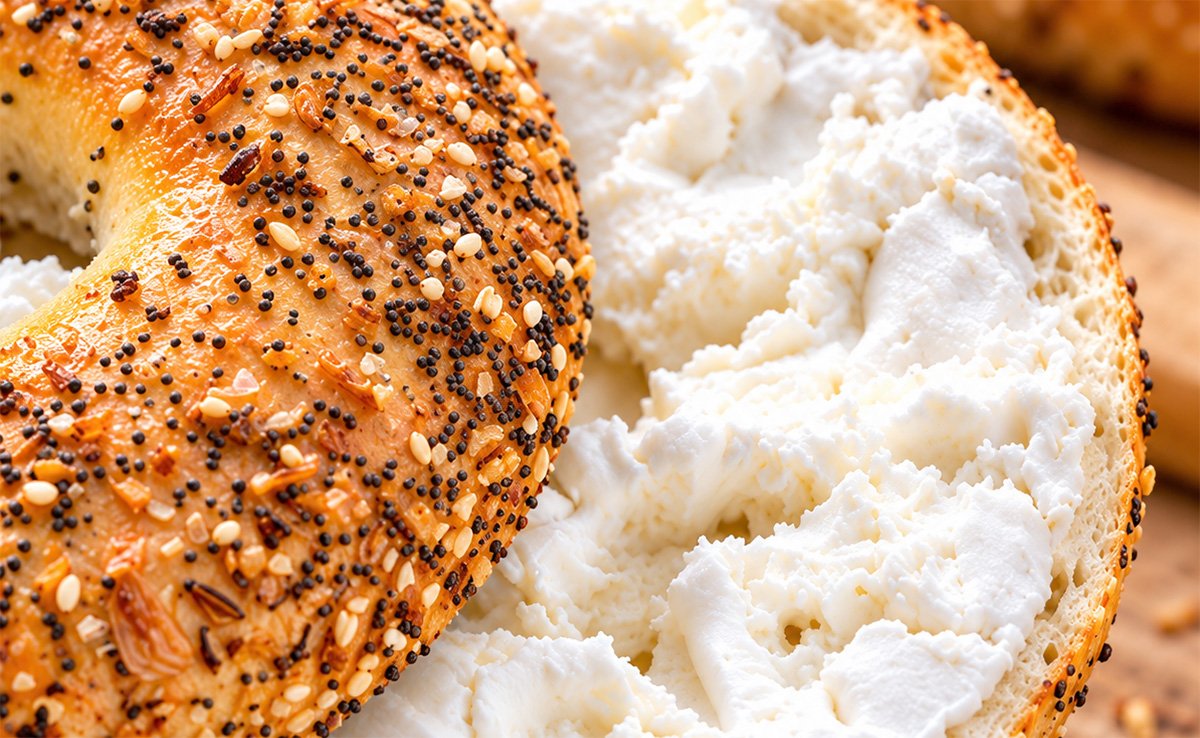 Onion Bagel with Cream Cheese